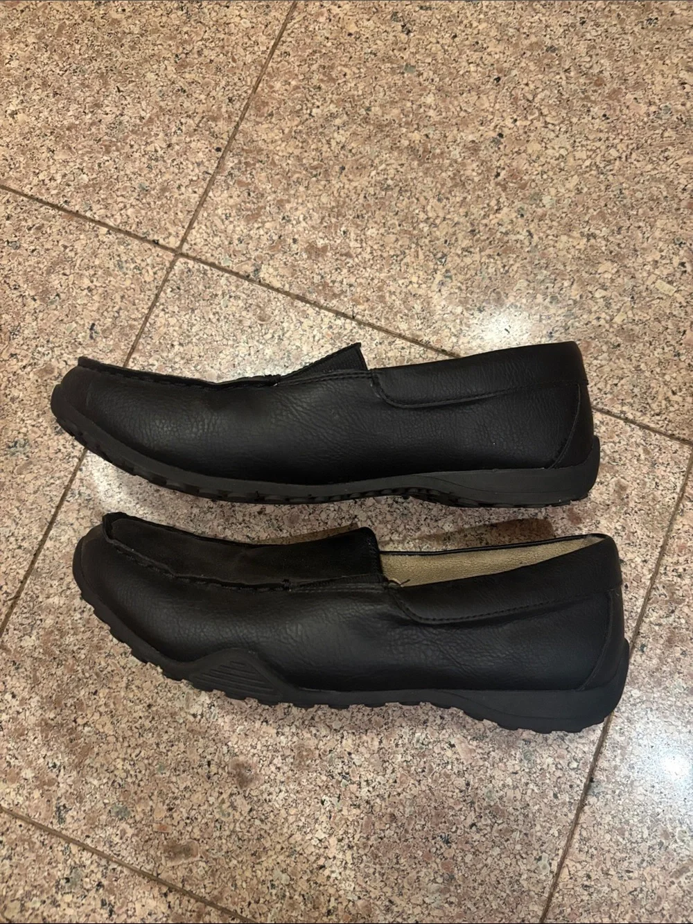 PLACE Boys Black Leather Slip-On Loafers
